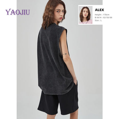 Y2K Tanks Tops for Men Women 100% Cotton Vintage Black Men's Clothing Hip Hop Punk Rock Sleeveless Tshirts Gothic Vests