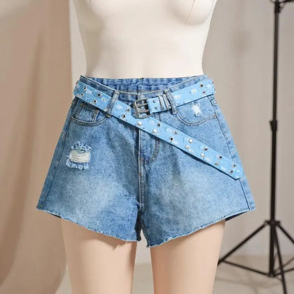 Hollow Star Buckle Denim Waistband Y2K Punk Hip Hop Style Unisex Streetwear Belt Fashion Waist Accessory For Daily Matching & Trendy Gifts