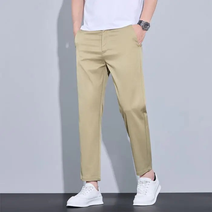 2026 New Spring Summer Ankle-Length Pants Men Straight Fit Fashion Thin Brand Clothing Solid Color Casual Trousers Male 28-38