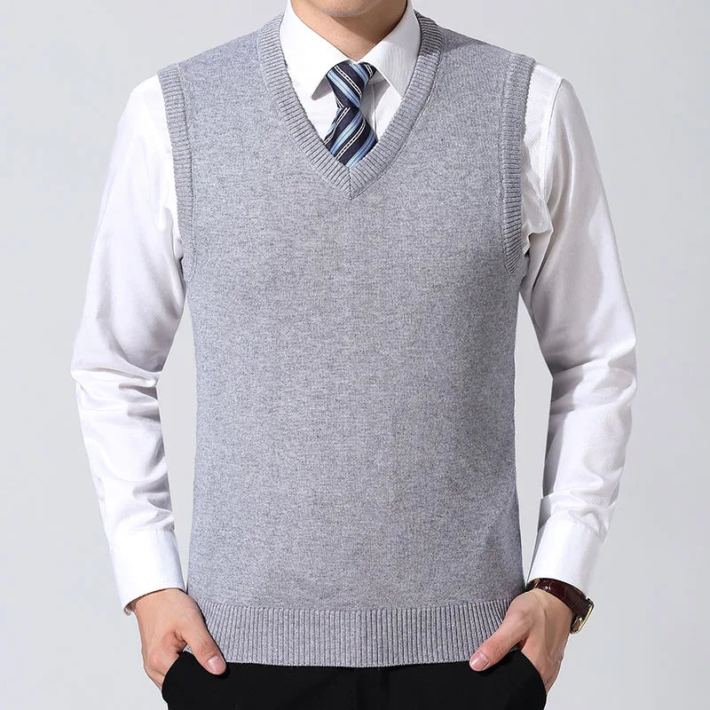 2026 New Fashion Brand Sweater Man Pullovers Vest Slim Fit Jumpers Knitwear Sleeveless Winter