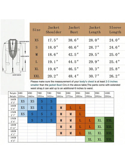 Men's Jacquard 2 Piece Suits Slim Fit Double Breasted Suit Jacket Pants Set Casual Wedding Casual Business