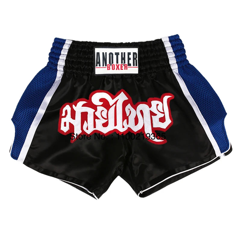 Muay Thai Fight Kickboxing Shorts Fitness Men Women Kids Boxing Shorts Embroidery Thailand Gym Training Black MMA Jujitsu Pants