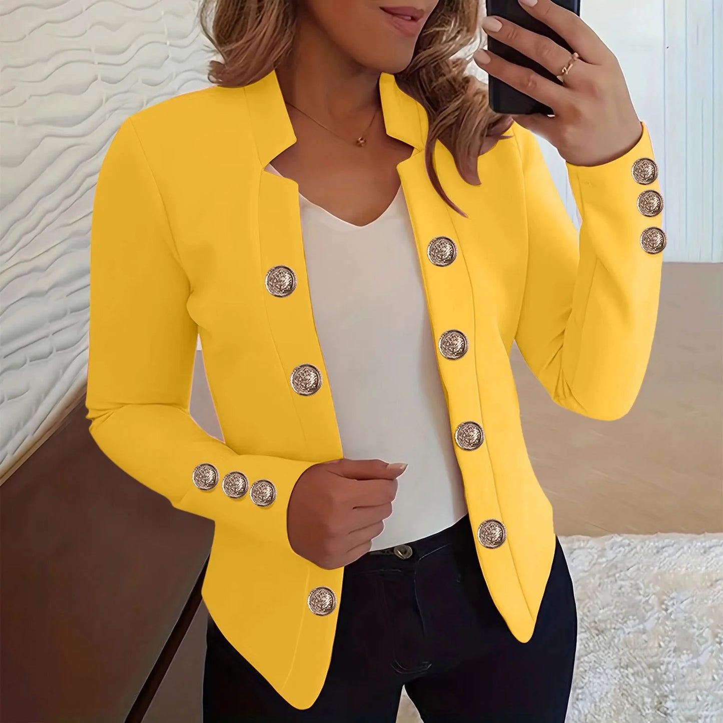 Light Womens Jacket Womens Business Casual Fall Long Sleeve Notch Cardigans Open Front Work Office Cropped куртка женская