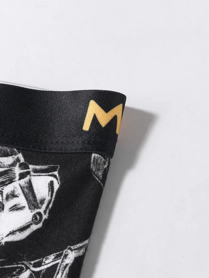 5-Pack Men's Mixed Hair Boxer Briefs with Popular Skull Print Mid-Waist Thin High Elastic Comfortable Men's Boxer Shorts