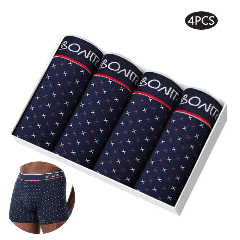 4pcs print Boxer's man underwear sexy soft cotton underpants men boxer briefs shorts BONITOS Brand High Quality