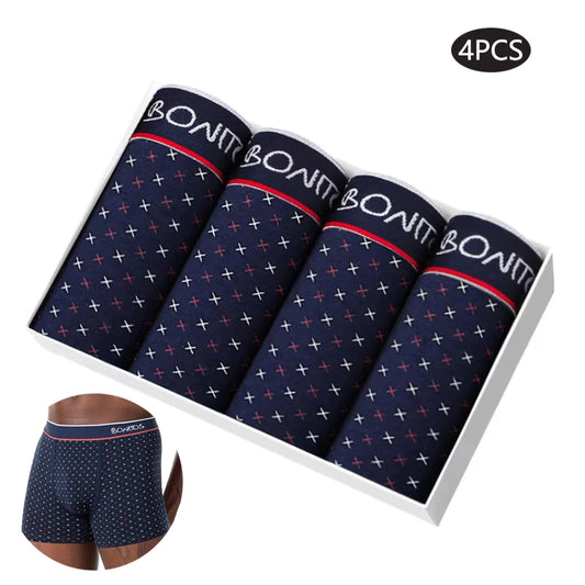 4pcs print Boxer's man underwear sexy soft cotton underpants men boxer briefs shorts BONITOS Brand High Quality