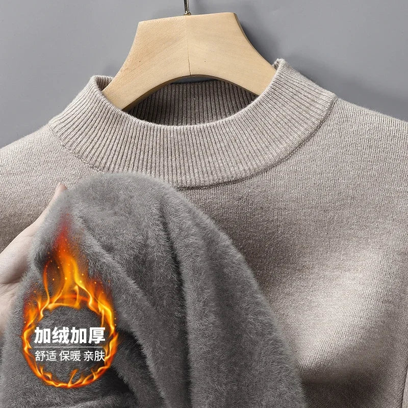 Half Turtleneck Knitwear Sweater New Autumn/Winter Mock Neck Sweatshirts Solid Color Pullovers Man Brand Casual Mens Clothing