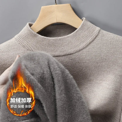 Half Turtleneck Knitwear Sweater New Autumn/Winter Mock Neck Sweatshirts Solid Color Pullovers Man Brand Casual Mens Clothing