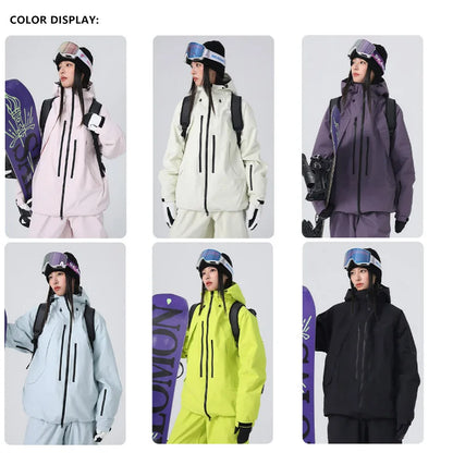2026 New Women Skiing Jackets Loose Zipper Hooded Windproof Breathable Waterproof Ski Tops Outdoor Men Sports Snowboarding Coats