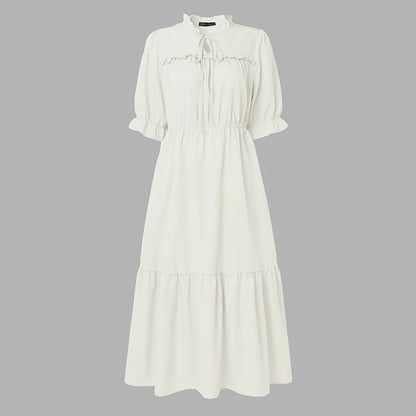 Summer Ruffled Dress ZANZEA Stylish Women Bohemain Short Sleeve Holiday Sundress Elastic Waist Casual Work Dresses A Line Robe