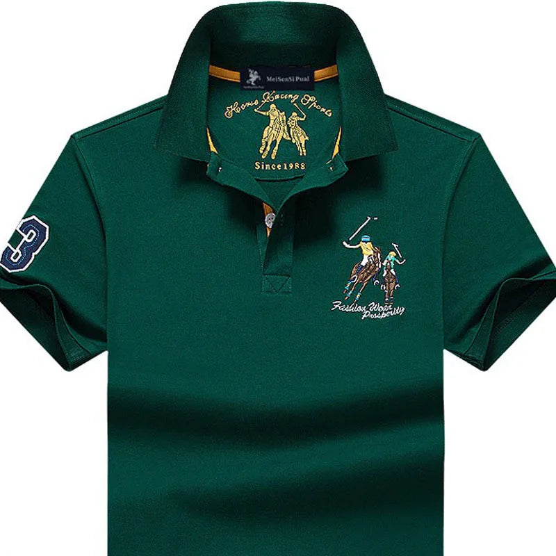 Fashion Polo T Shirt Man Cotton Big Size Polo Shirt Men Casual Embroidery Lapel Button Shirt Short Sleeve High Quality Male Red