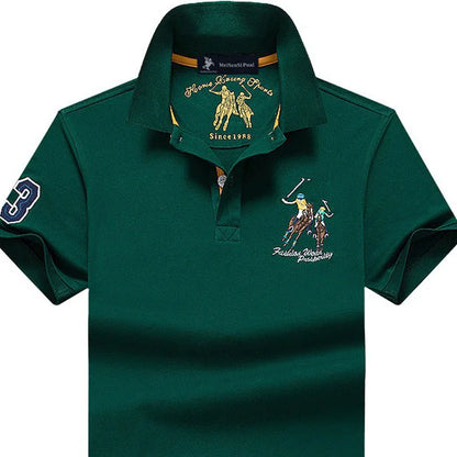 Fashion Polo T Shirt Man Cotton Big Size Polo Shirt Men Casual Embroidery Lapel Button Shirt Short Sleeve High Quality Male Red
