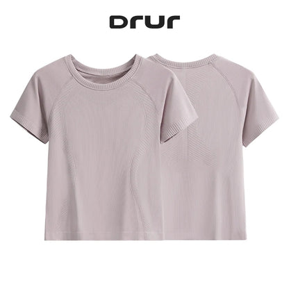 DRUR Women Seamless Yoga T-Shirt Short Sleeve Workout Tops Fitness Gym Sportswear Summer Breathable Running Shirt Golf Crew neck