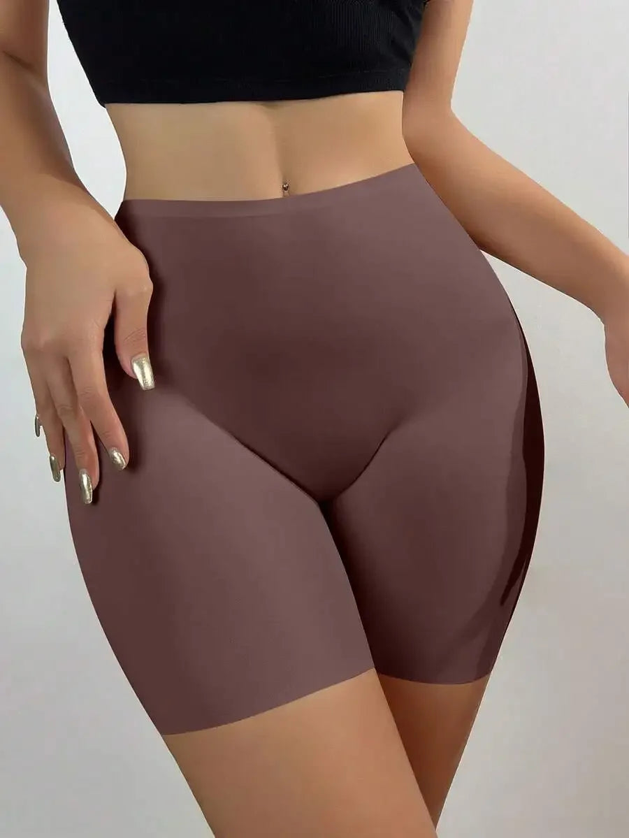 Seamless High Waist Square Leg Ice Silk Shorts Women Stretch Anti-Chafing Butt Lift Tummy Control