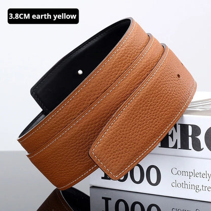 Luxury Belt Ultra-Thin Pointed Belt Headless Men And Women First Layer Cowhide H Buckle Replacement Belt Buckleless 3.2/3.8cm