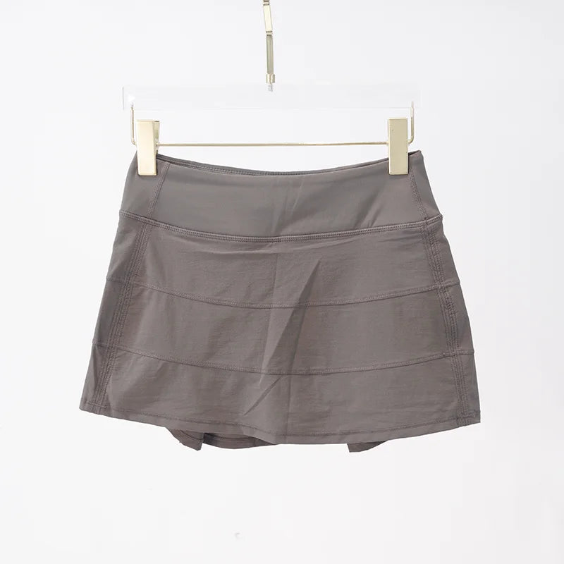 LULU FLORA Solid Color Women's Summer Sport Yoga Shorts High-Waisted Tight Simple Quick-Dry Breathable Tennis Pleated Skirt