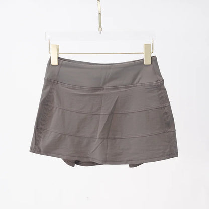 LULU FLORA Solid Color Women's Summer Sport Yoga Shorts High-Waisted Tight Simple Quick-Dry Breathable Tennis Pleated Skirt