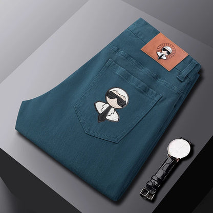Fashion Men Jeans Stretch Straight Leg Casual Slim Fit Denim Pants Male Brand Luxury Design
