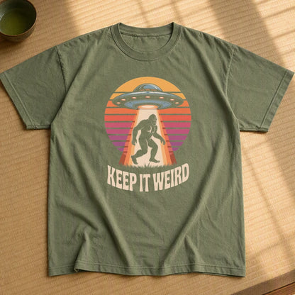 Groovy UFO Bigfoot Sasquatch Lady Retro Pop Art Graphic Tee Weird Alien 70s Vibe Shirt Music Festival Top