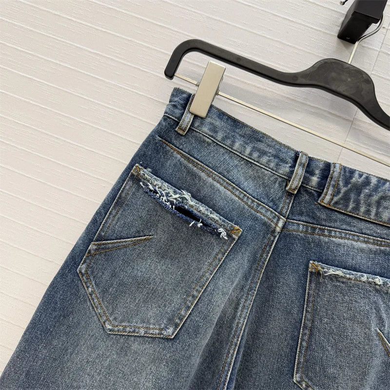 Women's jeans New high waisted slim fit pencil pants for summer 2026 Vintage washed women's pants pure cotton denim pants y2k
