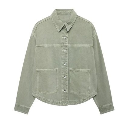 2025 Autumn New Product Fashion Casual Women's Fashion Versatile Buckle Patch Denim Jacket Coat
