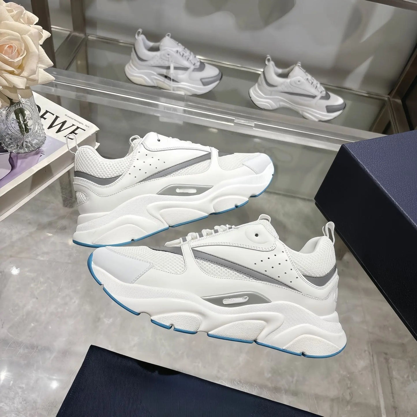 Men's Sport Shoes High Version B22 Cowhide Lightweight Breathable Mesh Contrast Color Laces Reflective Comfortable Unisex