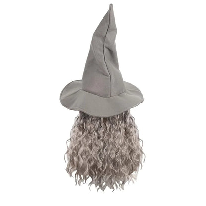 ❤2026❤ QACCF Qacf Long Curly Mens Wizard Mustache Wig Halloween Costume Cosplay Viking Fake Beard Wig (Grey)❤❤❤