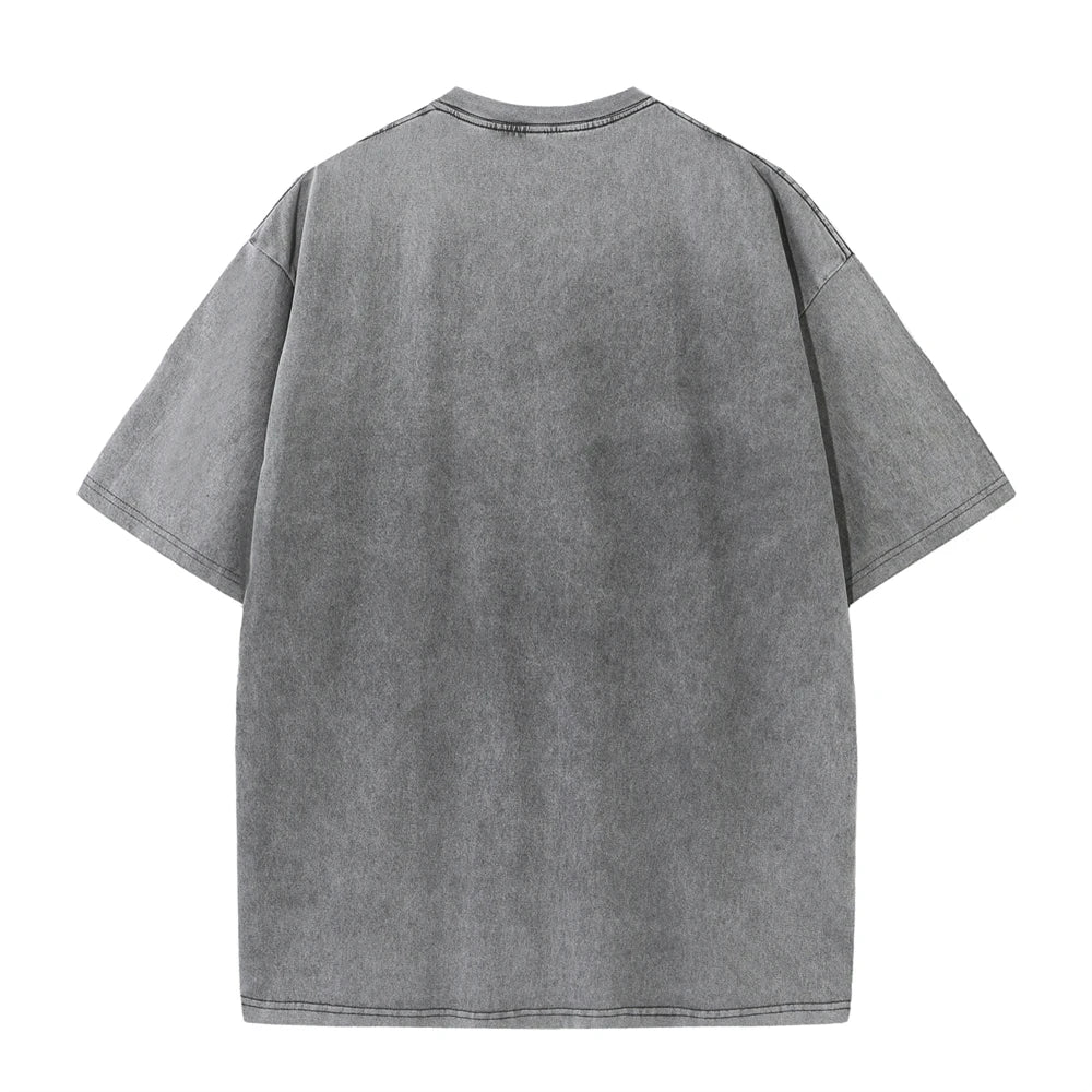 Washed T-Shirt 230G 100Cotton Solid Oversized Loose Fitness Mens Tee Tops Dropped Shoulders Short Sleeve Gym Bodybuilding Shirts