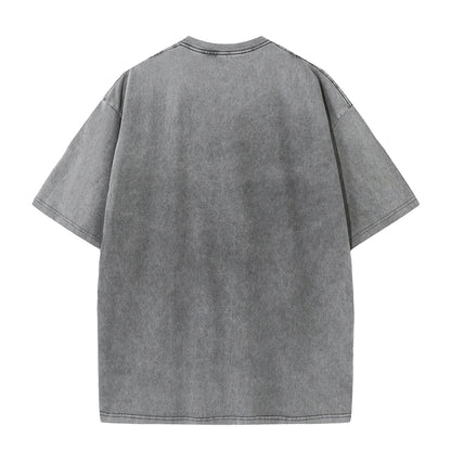 Washed T-Shirt 230G 100Cotton Solid Oversized Loose Fitness Mens Tee Tops Dropped Shoulders Short Sleeve Gym Bodybuilding Shirts