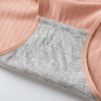 7Pcs/Set Women Cotton Ribbed Panties Mid-Rise Briefs with Bow Detail Comfort Breathable Underwear Sexy Lingerie Intimates M-XL