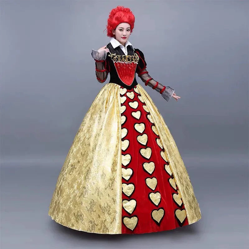 Custom Made New High Quality Alice in Wonderland The Red Queen Costume Dress Adult Women Halloween Cosplay Costume