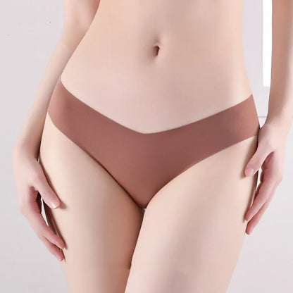 7Pcs/Set Women's V-Waist Panties Seamless Low-Waist Bikin Briefs Ladies Sexy Lingerie Ice Silk No Show Invisible Underwear XS-XL