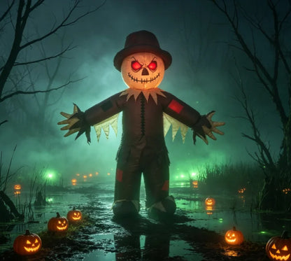 Haunted House Party Scarecrow Inflatable Costume Glowing Eyes Cosplay Horror Costume Full Body Blow Up Suit Carnival Christmas