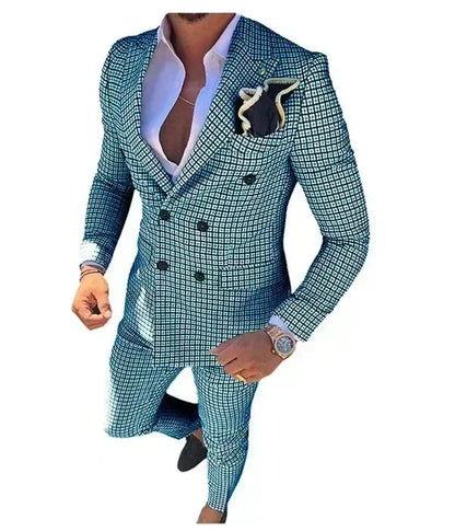 Plaid Suit Elegant Man Suit Dress for Men Regular Suit with Vintage Notch Lapel  Stage Costume Evening Party Summer Beach