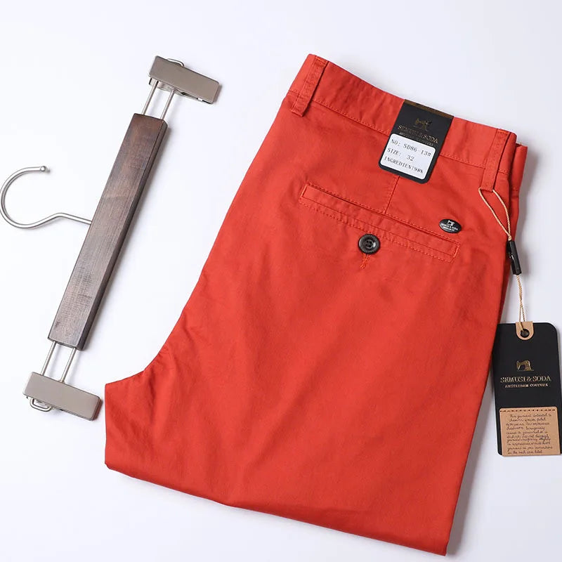 Thin Summer Solid Color Suit Pants Men Straight Style Clothes Red Business Trousers Men Dress Office 2021