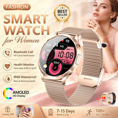 Fashion Women Smart Watch 1.32”AMOLED 100+dials Heart Rate Blood Oxygen Blood Pressure Monitoring Waterproof Give a Gift 2026New