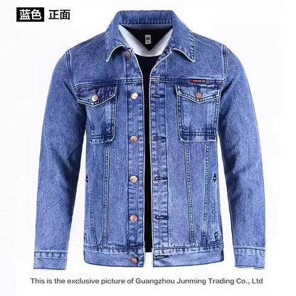 UNITIM Spring American Heavy Denim Men Workwear Coat Male Retro Streetwear Jeans Jackets Outdoor Classic Men Button Cow Boy Coat