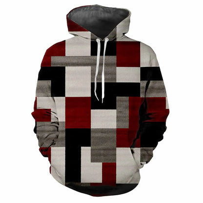 2024 Fashion Minimalist Plaid 3D Printed men's Tops Casual Soft Comfort Elegant men's Hoodies Personalize Outdoor Sports Hoodie
