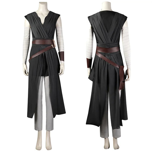 Jedi Knight Rey Skywalker Halloween Cosplay Costume Top and Pants Full Set Outfits for Women