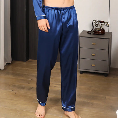Men's Ice Silk Sleeping Pants Summer Large Casual Solid Color