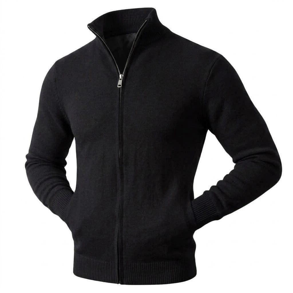 Autumn Men's Casual Stand Collar Cardigan Sweater Zip Knitted Jacket Winter Warm Jumper Coat Outwear Long Sleeve Streetwear Top