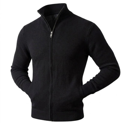 Autumn Men's Casual Stand Collar Cardigan Sweater Zip Knitted Jacket Winter Warm Jumper Coat Outwear Long Sleeve Streetwear Top