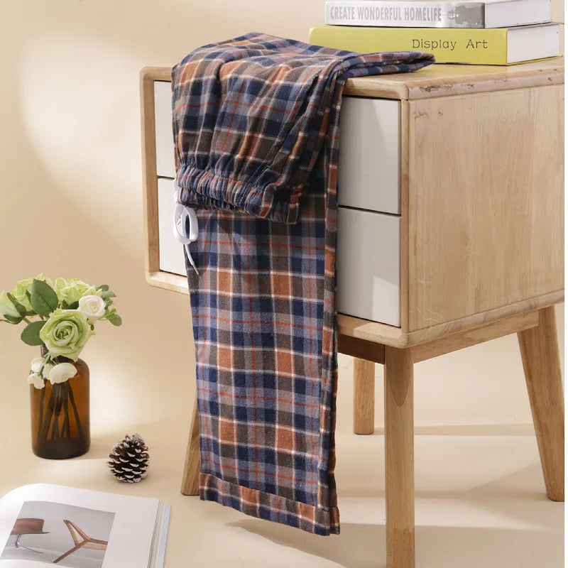 Pajama Pants Men's Flannel Cotton Autumn and Winter Casual Plaid Long Trousers Warm Home wear Pants Men Sleepwear