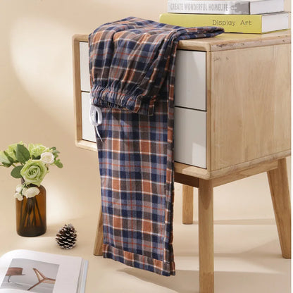 Pajama Pants Men's Flannel Cotton Autumn and Winter Casual Plaid Long Trousers Warm Home wear Pants Men Sleepwear