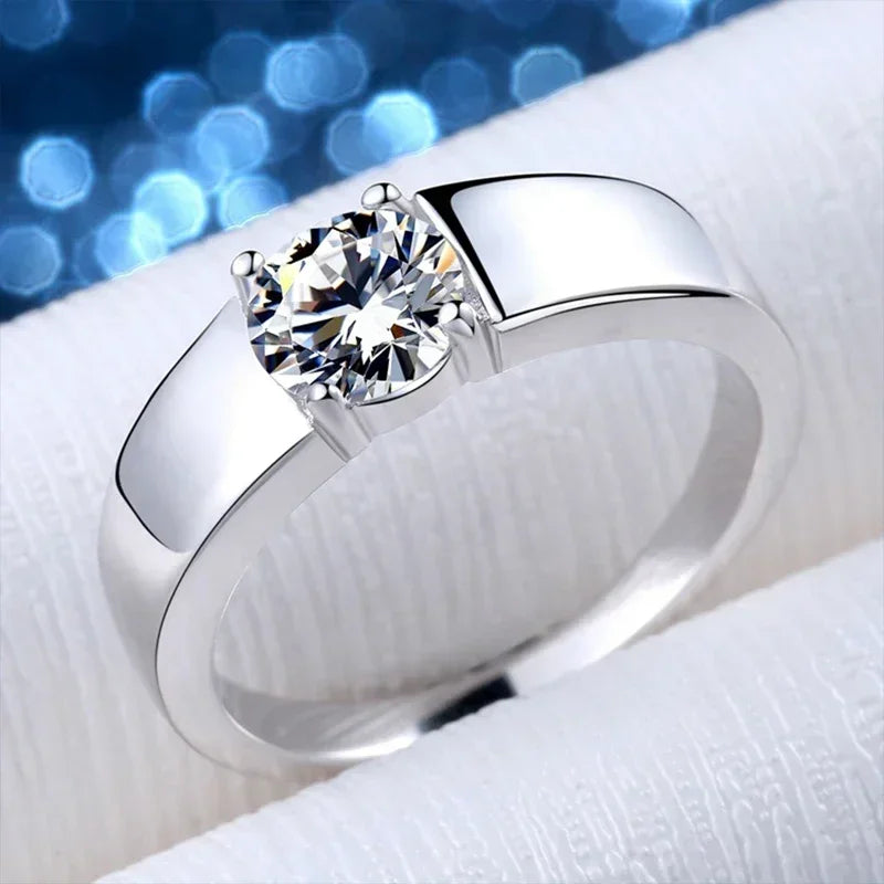 NeeTim 1ct 2ct D Moissanite Wedding Band Men Ring 925 Sterling Silver Engagement Rings For Man With Certificate Fine Jewelry