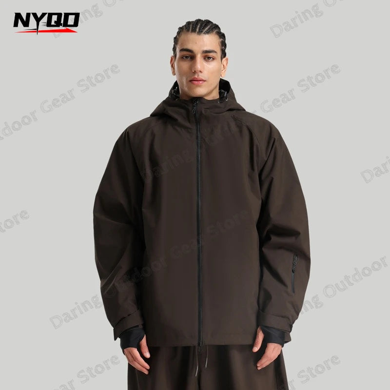 New Unisex Solid Cargo Ski Suit Waterproof Breathable Windproof Snowboard Jacket Professional Winter Outdoor Couple Snowsuit