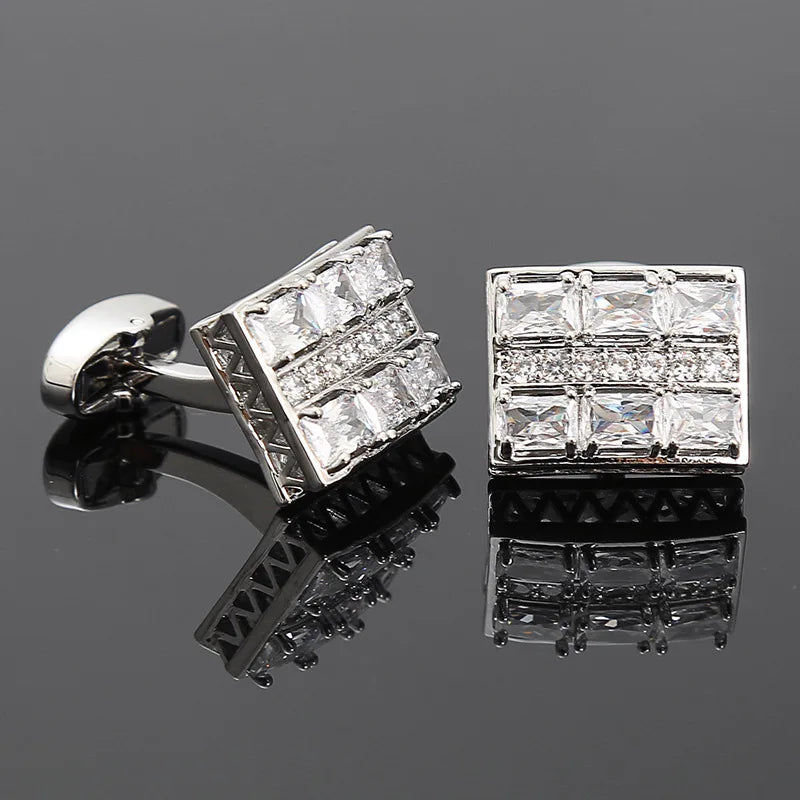 Cufflinks For Mens Luxury High Quality French Cufflink Green White Crystal Buttons For Business Mens Shirt Decoration Cuff Gift