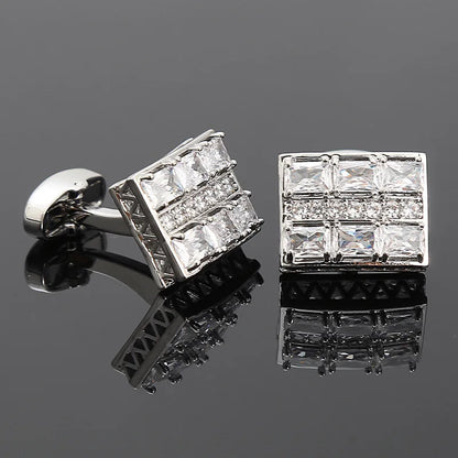 Cufflinks For Mens Luxury High Quality French Cufflink Green White Crystal Buttons For Business Mens Shirt Decoration Cuff Gift