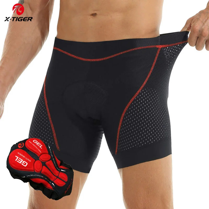 X-TIGER Men's Cycling Underwear with 5D Gel Pad Breathable Mesh MTB Bike Shorts Anti-Slip Quick Dry Bicycle Liner Shorts for Road Mountain Cycling