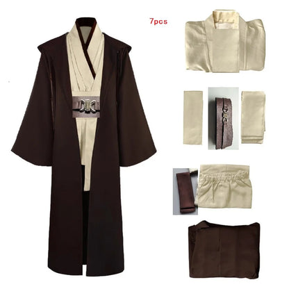 Obi Wan Kenobi Jedi Cosplay Costume Adult Unisex Coat Friar Uniform Robe Full Set Accessories Halloween Carnival Outfits
